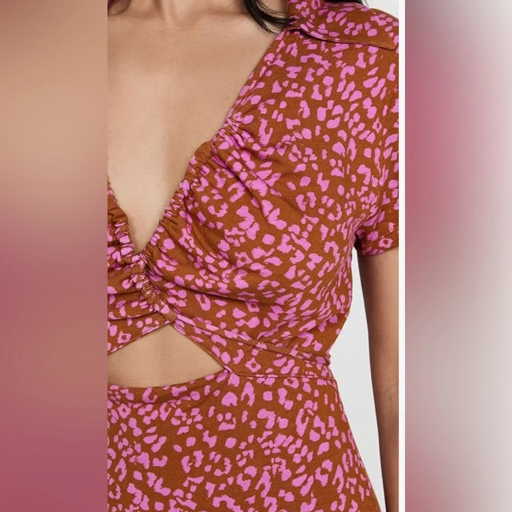 Free People Marsaille Mini Dress Size XS Rust Combo - Picture 3 of 6